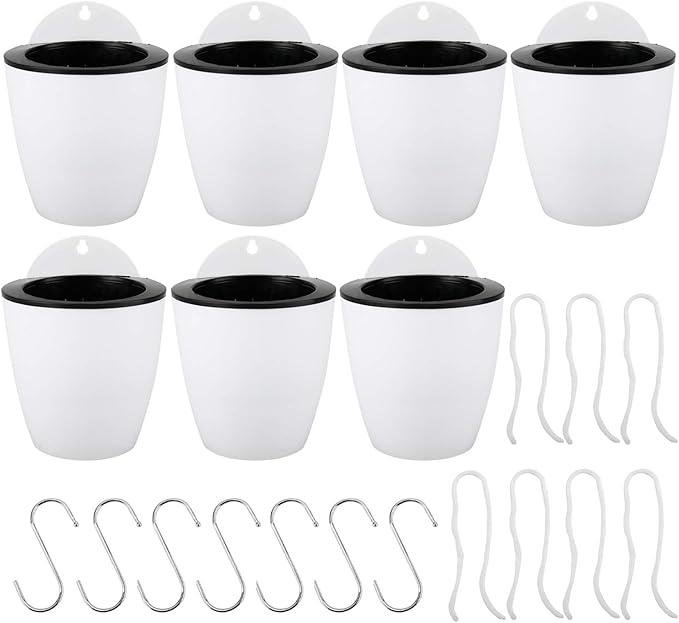 Homend 7 Pack Self Watering Hanging Planters, L Size, Suitable for Indoor or Outdoor Use, Durable and Great for Gifting