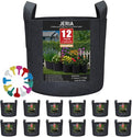 JERIA 12-Pack 2 Gallon Grow Bags, 300G Thickened Nonwoven Garden Pots,Heavy Duty Fabric Pots with Reinforced Handles