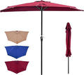 OLIXIS Half 9Ft Umbrella Outdoor Patio, Scalloped Patio Umbrella with Easy Crank, Sun Half Patio Umbrella for Balcony, Market, Garden, Red