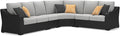 Signature Design by Ashley Beachcroft Curved Modern 4-Piece Outdoor Sectional with Cushion and 6 Throw Pillows, Light Gray
