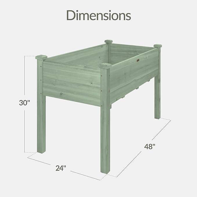 Best Choice Products 48x24x30in Raised Garden Bed, Elevated Wood Planter Box Stand for Backyard, Patio, Balcony w/Bed Liner, 200lb Capacity - Sage
