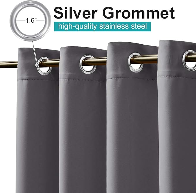 NICETOWN Extra Wide 84" Bedroom Curtain for Patio Room Darkning, Rustproof Grommet Blackout Bedroom Drape Heavy Weight Vertical Blind for Arbor/Party/Terrace, 84" Long, Grey, 1 Piece