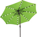 JEAREY 9FT Outdoor Patio Umbrella with Solar Lights, LED Lighted Pool Umbrella with Tilt and Crank, Outdoor Table Umbrellas for Deck, Yard & Market (Grass Green)