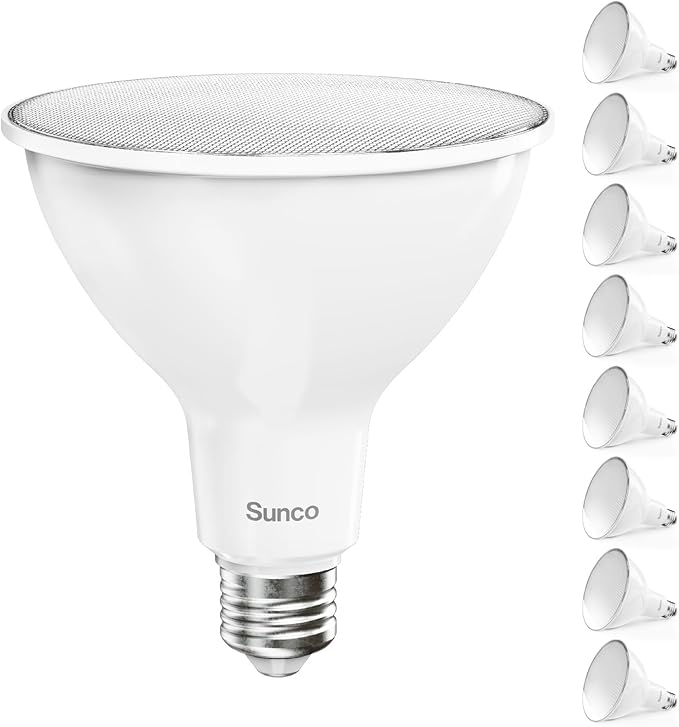 Sunco Lighting 8 Pack PAR38 LED Flood Light Outdoor Bulb, Waterproof Bright Dimmable 13W=100W, 5000K Daylight, 1050lm, E26 Base UL Energy Star Listed