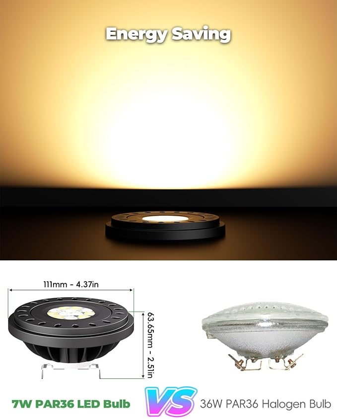 RGB PAR36 LED Light Bulb Color Changing, Warm White+15 Colors Choices on Remote Control, 12V Low Voltage Spotlight for Outdoor Landscape Lighting, Garden,Yard,Flagpole Lighting