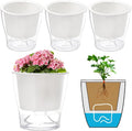 ZOOFOX 4 Pack Self Watering Pots for Indoor Plants, 7 Inch Large Clear Plastic Automatic-Watering Plant Pot, Modern Decorative Pot for Indoor Plants, Flowers, Herb, Aloe, Orchid, African Violets