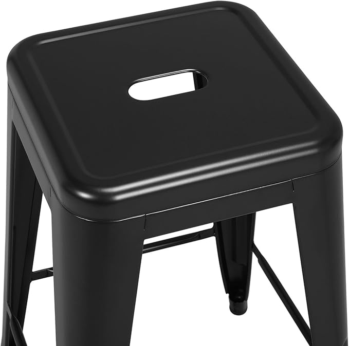 Yaheetech 24 Inch Metal Barstools Set of 4, Counter Height Backless Stools, Industrial Stackable Bar Chairs with Footrest for Kitchen/Dining Room/Bistro/Patio, Black