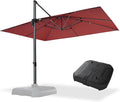 PURPLE LEAF 10' X 13' Square Cantilever Umbrella Patio Umbrella with Base Outdoor Umbrella Aluminum Offset with 360-degree Rotation for Garden Deck Pool Patio Terra