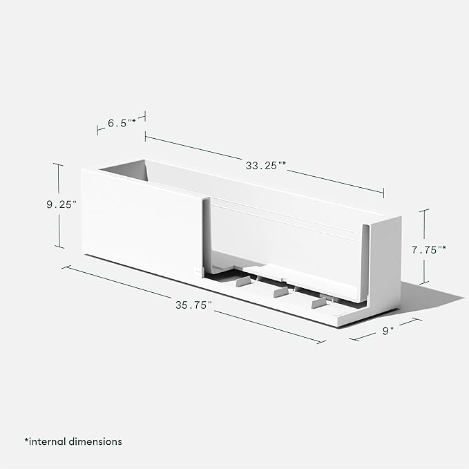 Veradek Block Series Window Box Planter - Rectangular Flower Pot for Indoor or Outdoor Window Sill/Balcony | All-Weather Use with Drainage Holes | Modern Décor for Succulents, Herbs, Small Plants