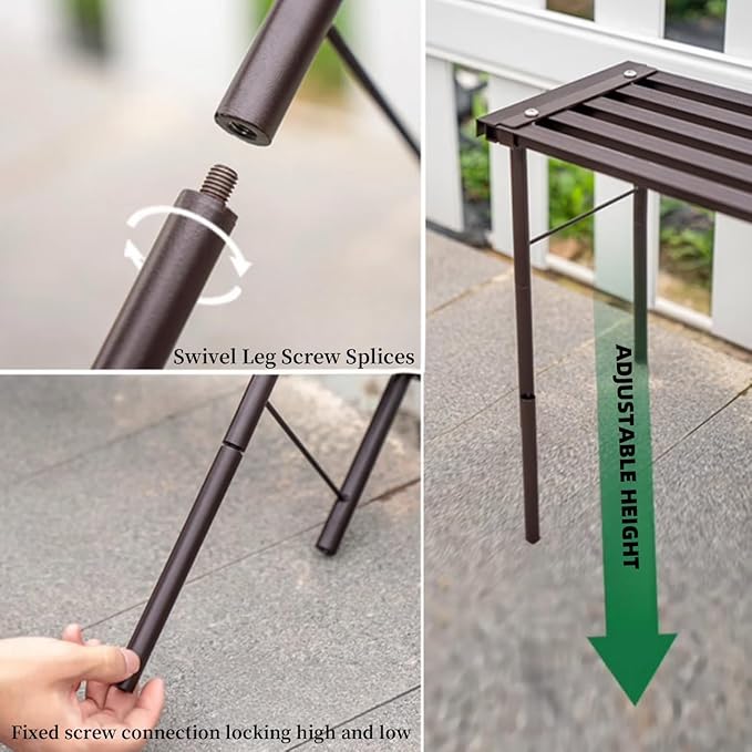 SBDSBD OUTEROOM Metal Plant Stand, Rust-proof Aluminum Flower Pot Stand, Plants Display Stands Decoration Racks for Living Room Balconies and Gardens (60 Ebony)