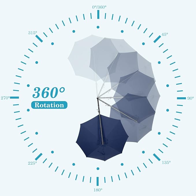 HOTEEL10x10ft Patio Umbrella Cantilever Umbrellas - Upgrade and Intensify - 360 Rotation and 5 Angles Adjustment - Aluminum Offset Pool Umbrella Outdoor Umbrellas for Patio Garden Pool