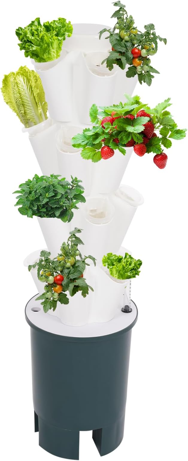Hydroponic Growing System Indoor, 20-Hole Vertical Garden Planter Germination Kit, Smart Garden Vegetable Plant Kit with Pump and Movable Water Tank for Gardening Lover, IP68