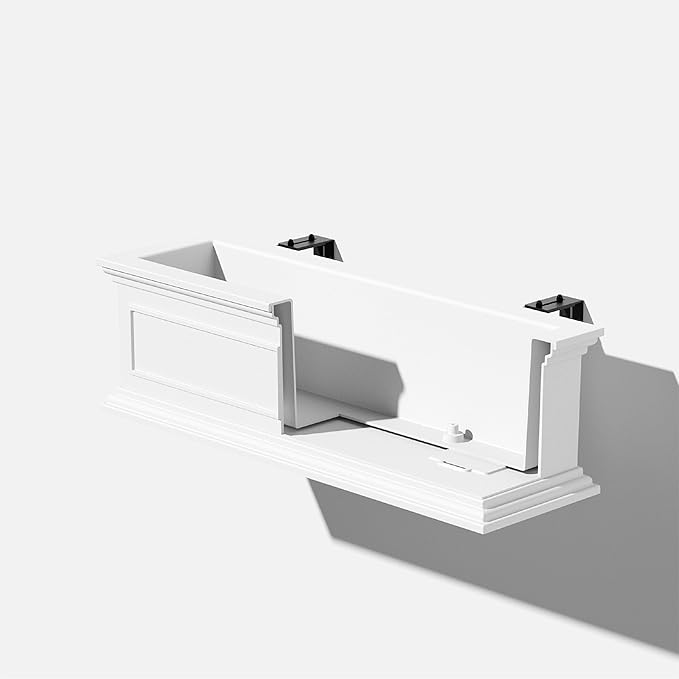 Veradek Brixton Series Plastic Railing Planter - Rectangular Planter for Outdoor Deck/Balcony | Crack-Resistant with Adjustable Rail Attachment | Classic Estate Design for Herbs, Succulents, Flowers