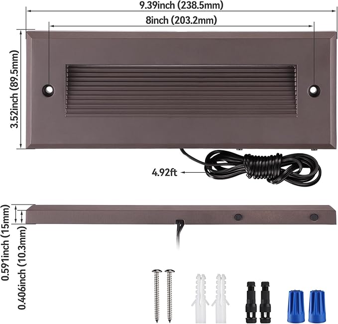 LEONLITE 5W/4W/3W Dimmable 5CCT Low Voltage LED Step Lights Outdoor, 9 Inch Exterior Step Lighting, 12-24V AC/DC Landscape Stair Riser Light, UL Listed, IP65, Oil Rubbed Bronze, Aluminum, Pack of 6