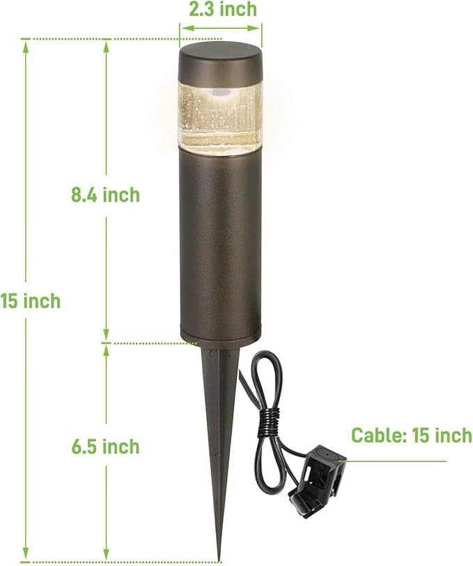 hykolity Low Voltage Landscape Lights, 3W 191LM 12V-24V LED Round Bollard Light, Wired Outdoor Walkway Light Path Lights for Yard Lawn, Aluminum Construction, 30 Watt Equivalent, 6 Pack