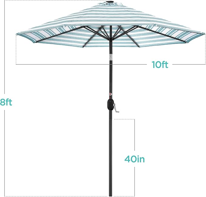 Best Choice Products 10ft Solar Polyester LED Lighted Patio Umbrella w/Tilt Adjustment and UV-Resistant Fabric