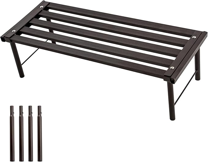 Metal Plant Stand, Rust-proof Aluminum Flower Pot Stand, Heavy Duty Planter Display Shelving for Patio Balcony Garden Living Room Decorative (Ebony, 23.6 Inch)