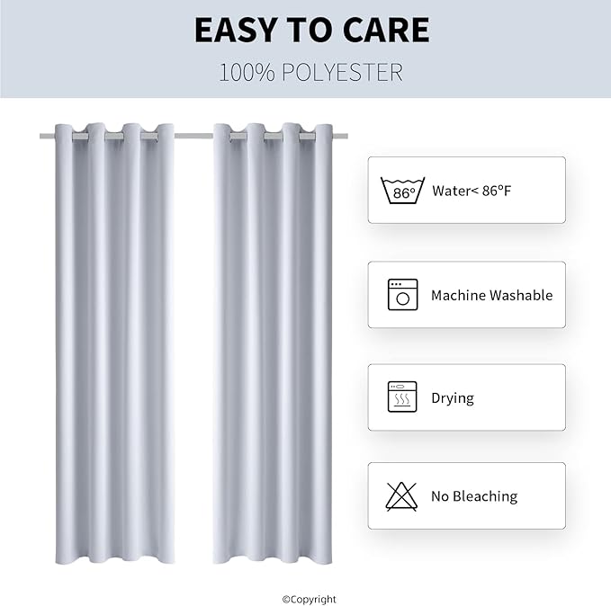 Water Proof Outside Curtains with Grommet Top for Porch, W52 x L120 Thermal Insulated Washable Light Block Outdoor Divider Drapes for Patio Gazebo Deck Pool Area Pergola Cabana (2 Panels)