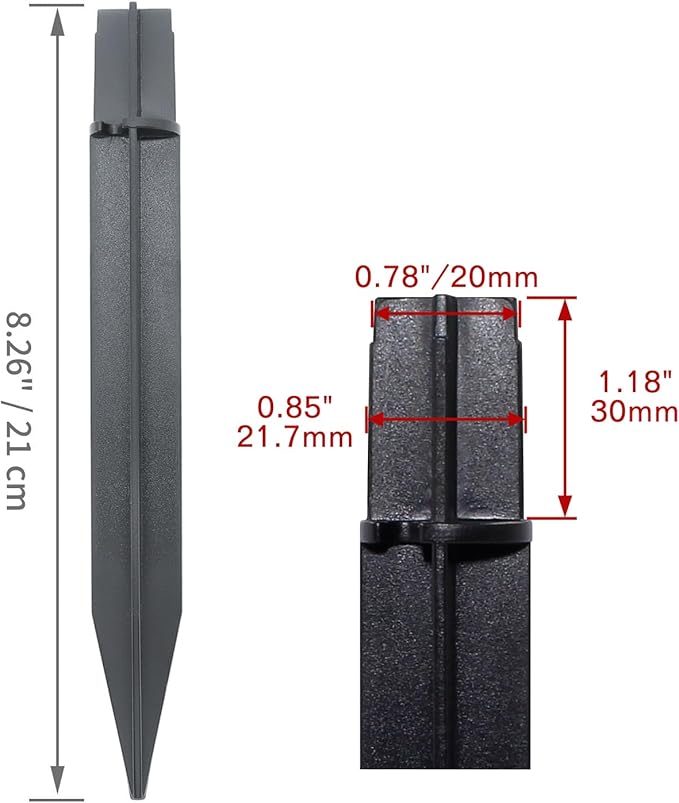 8PCS Torch Stake 8.26 Inch Pathway Light Stake Plastic Path Light Replacement ABS Plastic Stake Solar Stake for Garden, Pathway Lamps(Head Mounting Dia 0.82 Inch)
