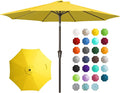 JEAREY 9FT Outdoor Patio Umbrella Outdoor Table Umbrella with Push Button Tilt and Crank, Market Umbrella 8 Sturdy Ribs UV Protection Waterproof for Garden, Deck, Backyard, Pool (Yellow)
