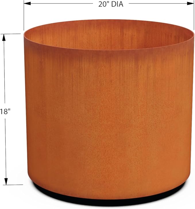 PLANTERCRAFT Corten Steel Metal Planter Box, Round Sizes, Modern Garden Steel planters for Commercial and Residential Outdoor Use.