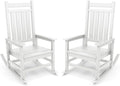 SERWALL Outdoor Rocking Chair, HDPE Rocking Chair for Adults, All Weather Porch Oversized Rockers for Lawn Garden, White