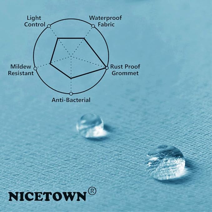 NICETOWN Outdoor Curtain for Patio/Balcony, Thermal Insulated Weight Heavy Windproof Top and Bottom Stainless Steel Grommets Sun/Rain Protect Drape for Porch/Pergola, 1 Piece, W52 by L84, Teal Blue