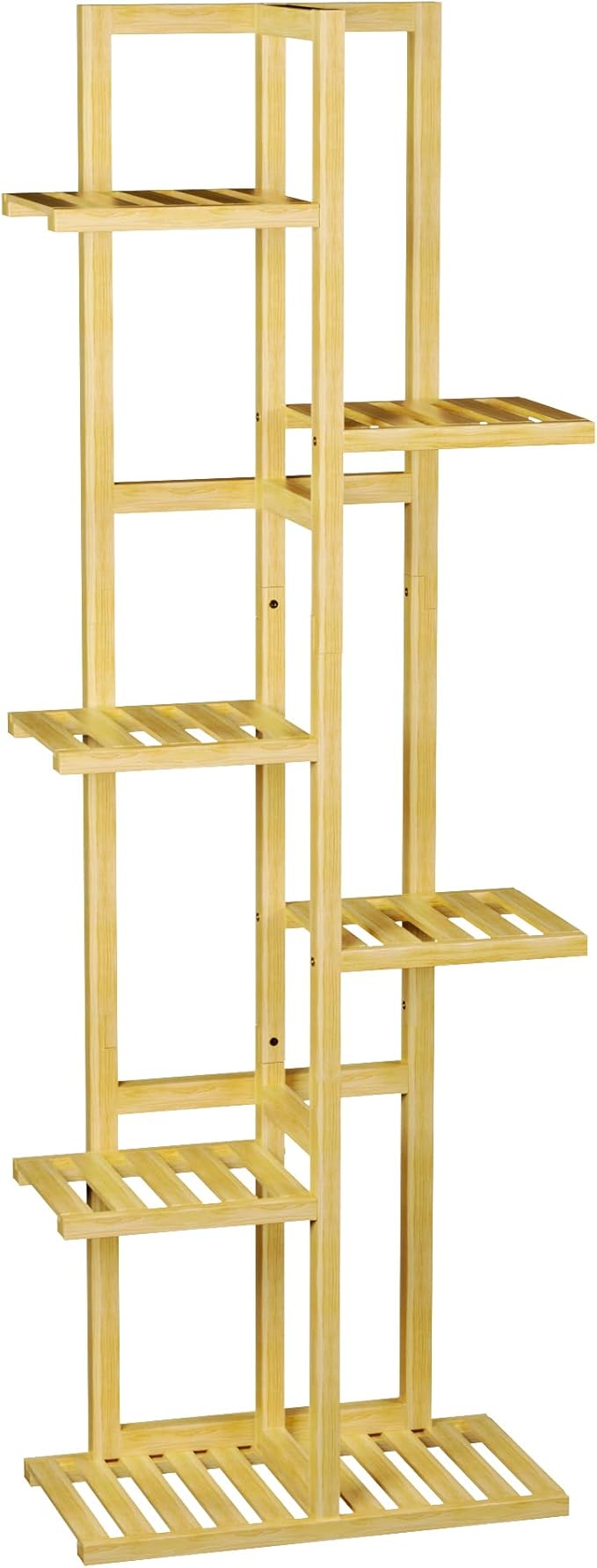 6 Tier Bamboo Plant Stand Indoor, Wood Tall Flower Holder Corner Tiered Plant Shelf for Multiple Plants (Natural)