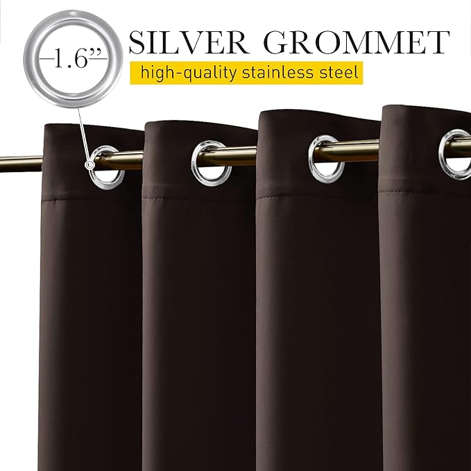 NICETOWN 2 Panels Weighted Blackout Curtains with Grommet & Back Tab on top and Bottom for Patio Waterproof, Windproof Privacy Outdoor Dividers for Cabana with Fixed Rope, W52 x L108, Coffee