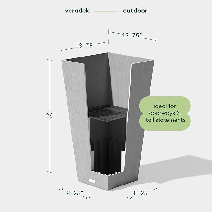 Veradek V-Resin Indoor/Outdoor Taper Planter, 2-Pack (26 inch, Grey)