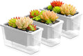Window Box Planter, 3 Pack 10 Inch Plastic Self Watering Pots for Indoor Plants, Rectangular Flower Pots with Reservoir for Outdoor Indoor Plants Garden Home Decor - White
