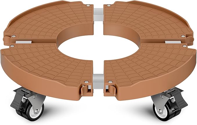 Goovilla Plant Stand with Wheels Heavy Duty, 1Pack Adjustable 15-22 Plant Caddy with Lockable Caster Wheels 440LBS, Rolling Plant Stand/Dolly/Roller for Indoor Outdoor Large Planter, Flower Pot,Khaki