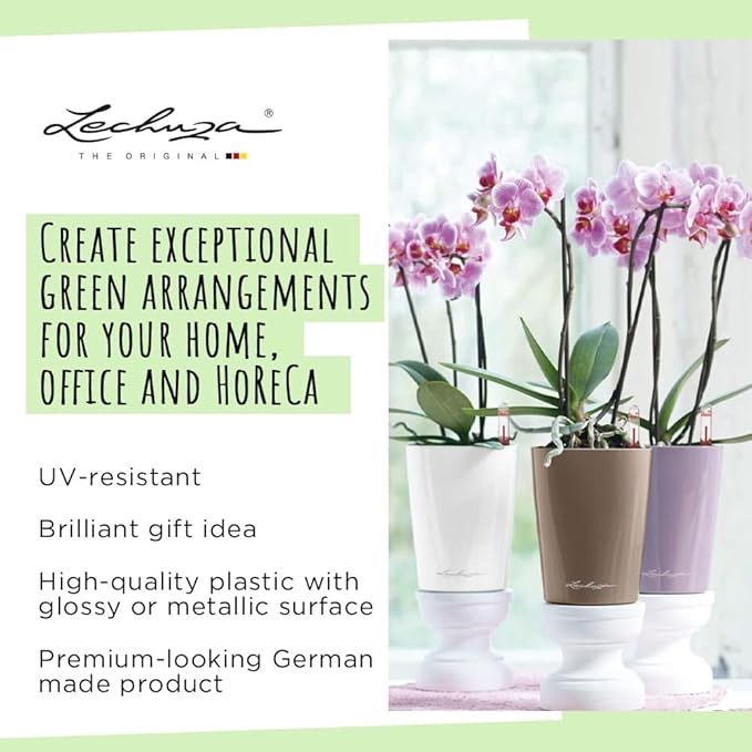 Lechuza MINI-DELTINI Charcoal Metallic, Self-Watering Small Indoor Planter, H5.1 L3.9 W3.9 in
