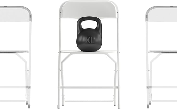 Flash Furniture Hercules Series Big & Tall Stackable Plastic Folding Chairs, Extra Wide Commercial Event Seats, Set of 4, White