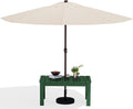 SERWALL Outdoor Coffee Table with 9FT Umbrella, HDPE Patio Coffee Table for Outside, Rectangle, Green(Not Include Umbrella Base)