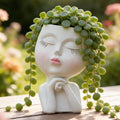 Face Planter, Head Planter, Plant Pots Indoor, Plant Pot for Home Decor, Flower Pots with Drainage, Cute Planters for Women, Succulent Pots, Face Flower Pot(7.2 Inch)