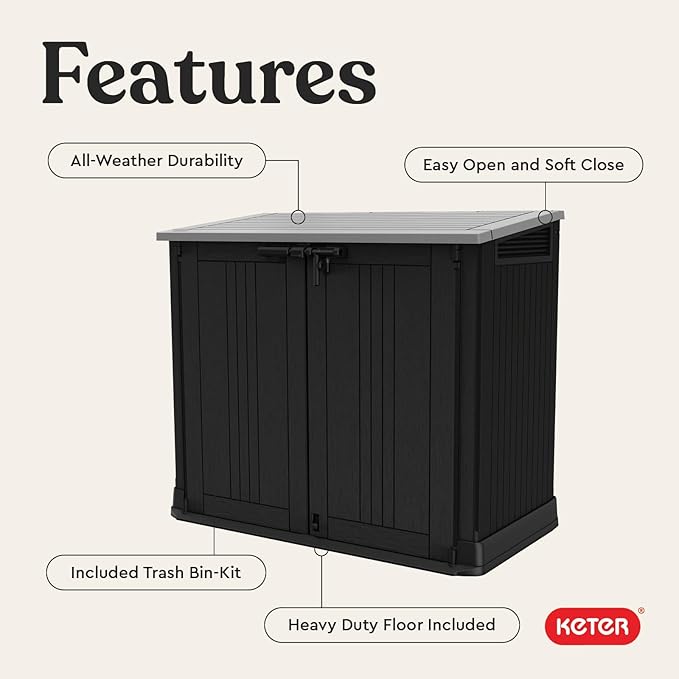 Keter Store-It-Out Prime 4.3 x 3.7 ft. Outdoor Resin Storage Shed with Easy Lift Hinges, Perfect for Yard Tools, Pool Floats and Garden Accessories, Black