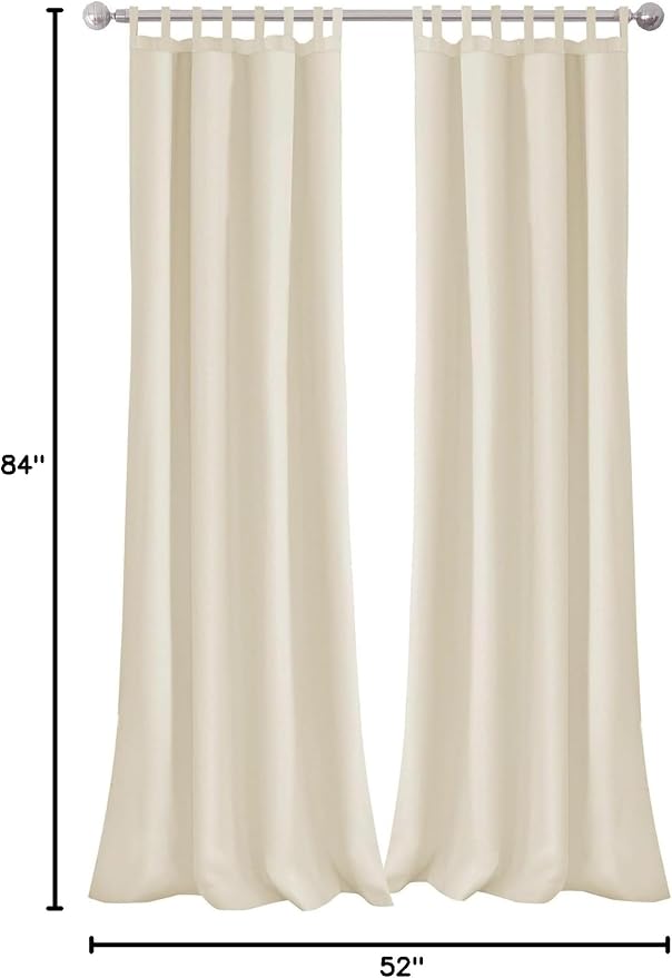 Elrene Home Fashions Matine Weatherproof Tab-Top Indoor/Outdoor Solid Color Curtain Panel for Porch, Pergola, Patio, Deck, 52”W x 84”L, Ivory