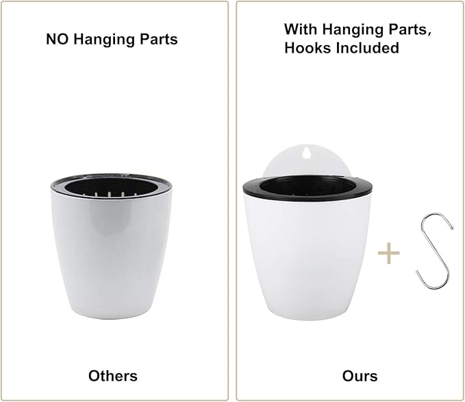 Homend 7 Pack Self Watering Hanging Planters, L Size, Suitable for Indoor or Outdoor Use, Durable and Great for Gifting