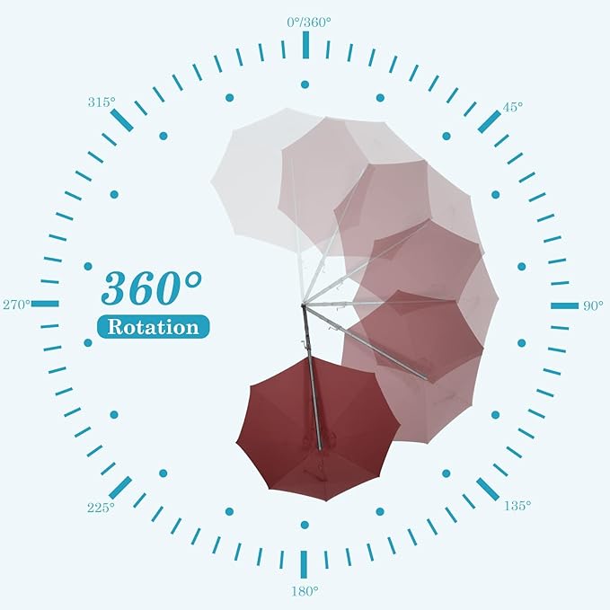 HOTEEL10x10ft Patio Umbrella Cantilever Umbrellas - Upgrade and Intensify - 360 Rotation and 5 Angles Adjustment - Aluminum Offset Pool Umbrella Outdoor Umbrellas for Patio Garden Pool