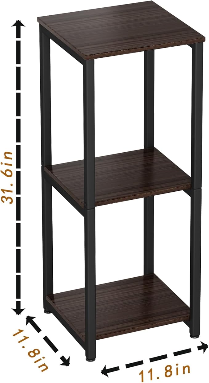 Plant Stand Indoor Corner Tall 3 Tier Metal Modern Flower Storage Plant Shelf Holder for Living Room Balcony Garden,Black Oak (3 Tier-Black Oak)