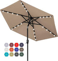 ABCCANOPY Durable Solar Led Patio Umbrellas with 24LED Lights 7.5FT with 6 Sturdy Ribs (Tan)