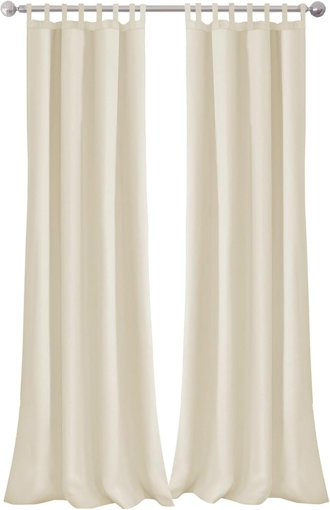 Elrene Home Fashions Matine Weatherproof Tab-Top Indoor/Outdoor Solid Color Curtain Panel for Porch, Pergola, Patio, Deck, 52”W x 84”L, Ivory