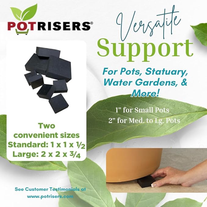 (Standard Size -32 Pack) - Invisible Pot Feet to Elevate up to 8 Flower Plant Planters or Statues | Perfect for Patios, Decks, Gardens, and Greenhouses - Made in the USA