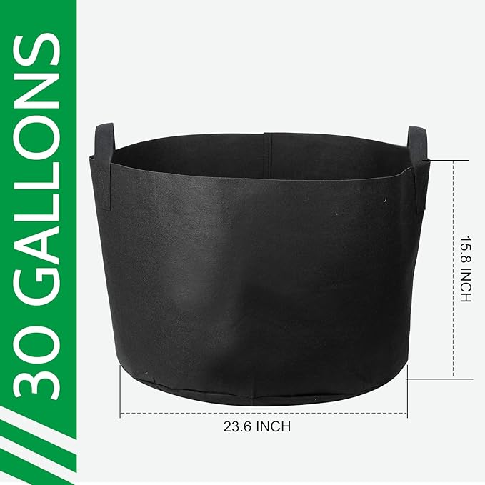 JERIA 12-Pack 30 Gallon Grow Bags, 300G Thickened Nonwoven Garden Pots,Heavy Duty Fabric Pots with Reinforced Handles