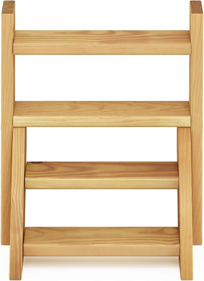 Furinno TIOMAN Plant Stand Indoor Outdoor, Tabletop Mini Ladder Planter Stand, Planter Shelf, Organizers, Indoor, Outdoor, Patio, Balcony, Garden, Pine Wood