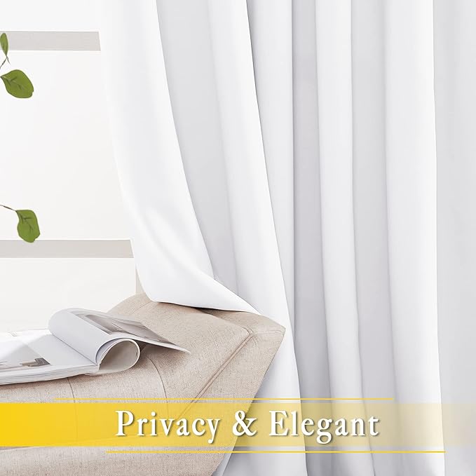 NICETOWN Sliding Door Curtain Window Treatment, Energy Smart Thermal Insulated Extra Wide Solid Blackout Curtains/Drapes for Patio Door/Porch (Pure White, 1 PC, W80 x L108)