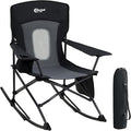 Portal Outdoor Rocking Chair Camping Folding Portable Rocker with Cup Holder Side Pocket Carry Bag, Support 350LBS (Mesh Black)