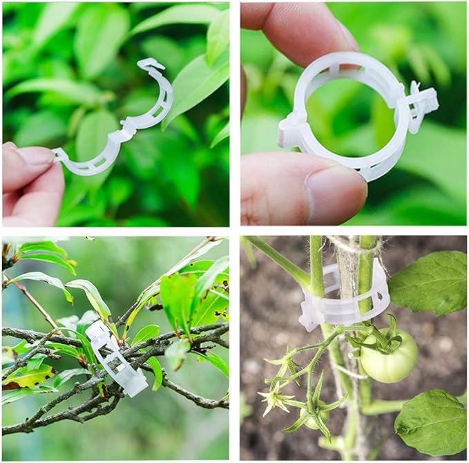 OJYUDD 300 PCS Plant Support Garden Clips,Tomato Vine Clips,Durable Crop Clips in White for Flower Vine Twine Tomato Orchid to Grow Upright and Healthier