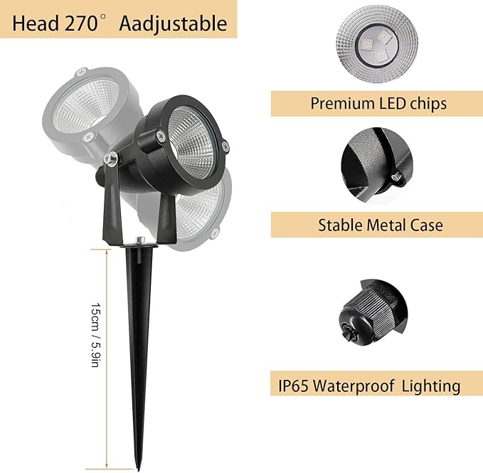 Christmas Spotlight 10W LED Color Changing Outdoor Hallowmas Spot Lights Timer Remote IP65 Waterproof RGB Metal Case Spotlights with Stake Stand for Yard Garden Lawn House, 2 Lights